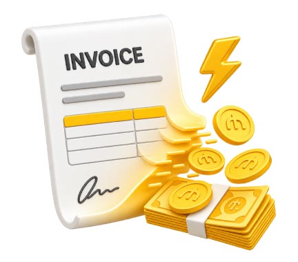 Invoice & Fast Payment 3D Illustration, 3d style, for fintech, free illustration