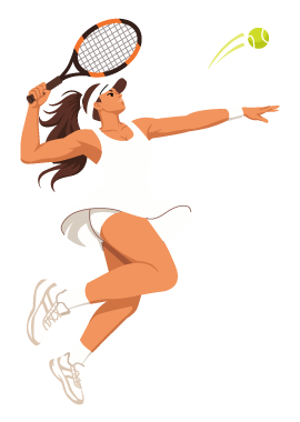 Jumping Tennis Backhand Player, flat style, for sports, free illustration