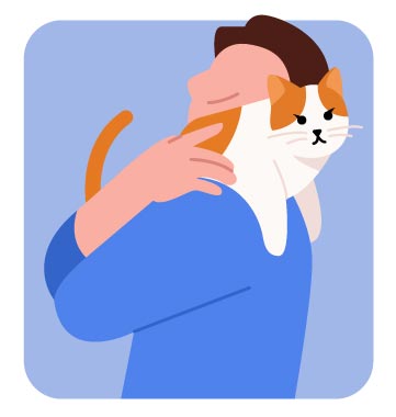 Man Hugging Cat Illustration, flat style, for pets-animals, free illustration