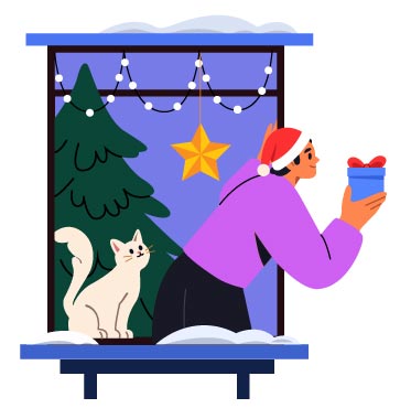 Christmas Window Holiday Illustrations illustration pack