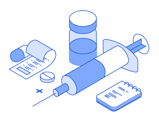 Medical Syringe and Supplies Illustration, minimal style, for healthcare, free illustration