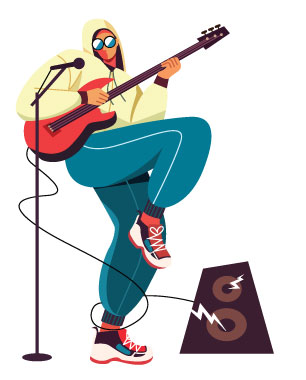 Musician Performance Illustration, flat style, for music, free illustration
