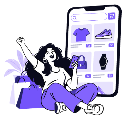 Online Shopping Illustration, flat style, for e-commerce, free illustration