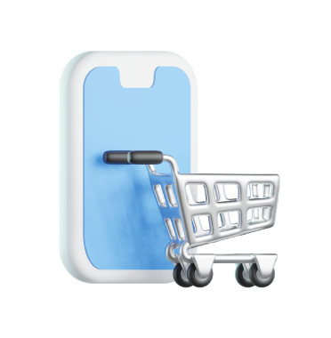 Online Shopping Mobile Icon – 3D, 3d style, for e-commerce, free illustration