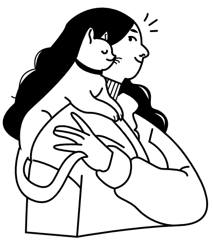 Pet Care Illustration – Woman Carrying Cat, flat style, for pets-animals, free illustration