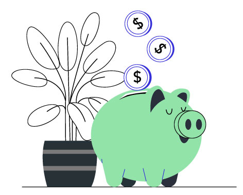 Piggy Bank Savings Illustration, flat style, for fintech, free illustration