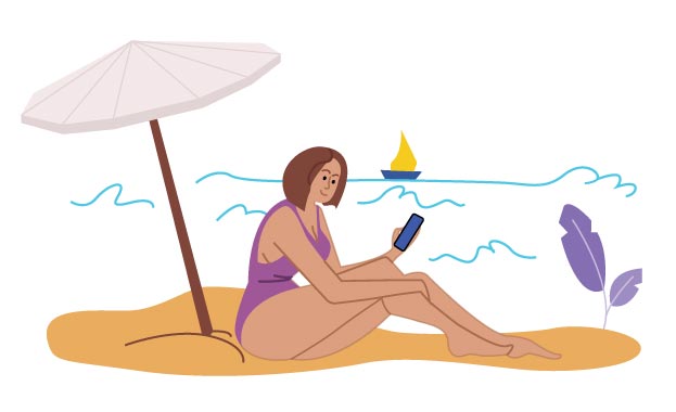 Relaxing Beach Holiday Illustration, flat style, for travel-lifestyle, free illustration