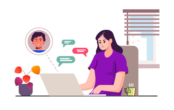Remote Work & Online Collaboration, flat style, for technology, free illustration