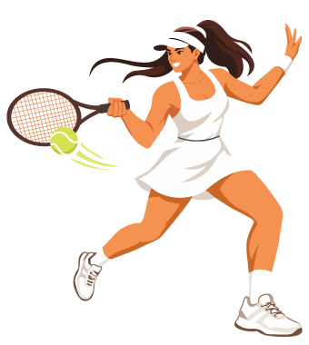 Running Forehand Tennis Player, flat style, for sports, free illustration