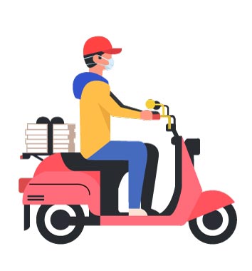 Safe Food Delivery Rider on Scooter Vector Illustration, flat style, for food-beverage, free illustration
