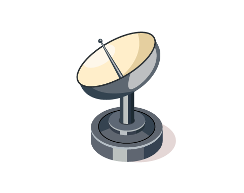 Satellite Dish Antenna Illustration, flat style, for navigation-mapping, free illustration