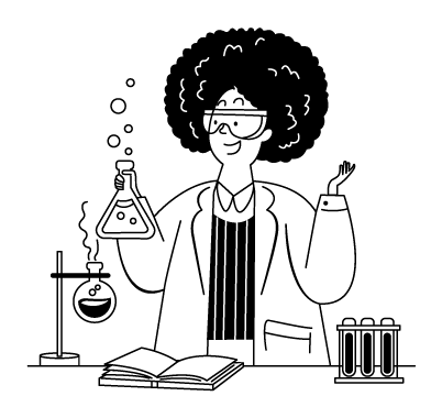 Scientist with Laboratory Equipment, minimal style, for science-technology, free illustration