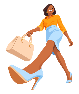 Stylish African American Woman Walking, flat style, for fashion-lifestyle, free illustration