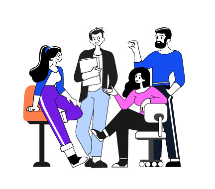Team Discussion Illustration Business Meeting, flat style, for technology, free illustration