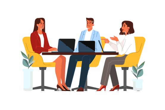 Team Meeting & Collaboration Illustration, flat style, for business-corporate, free illustration