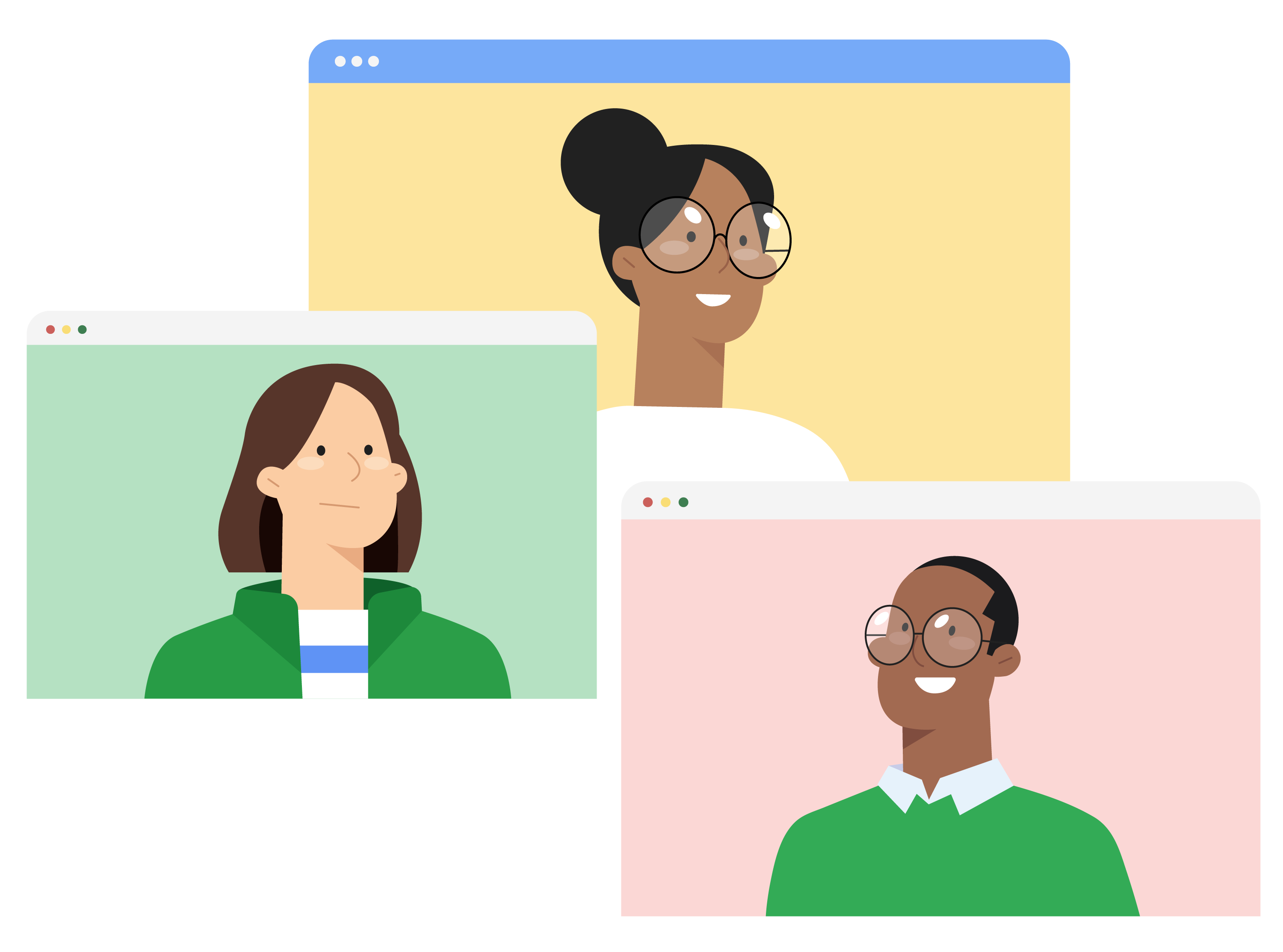 Team Video Call Illustration SVG & PNG Download, flat style, free illustration