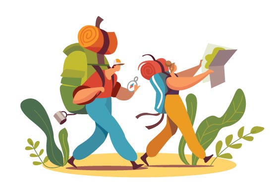 Travel Adventure & Hiking Outdoor Illustration, flat style, for travel-lifestyle, free illustration