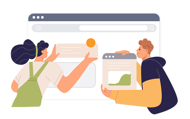 Two Designers Making Design Decisions Illustration, flat style, for design-creative, free illustration