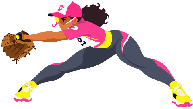 Vector Baseball Player Illustration – Female Athlete, flat style, for sports, free illustration