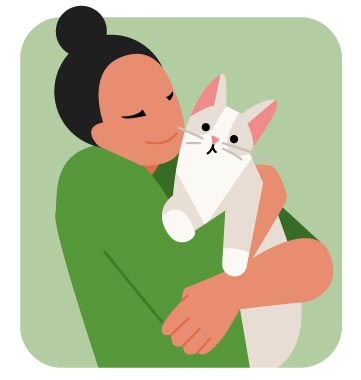 Woman Cuddling Cat Illustration, flat style, for pets-animals, free illustration