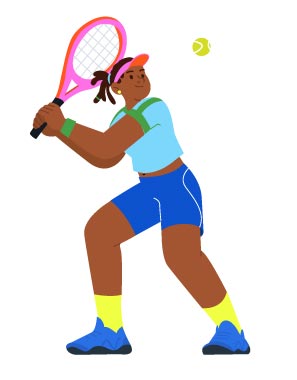 Woman Playing Tennis Illustration, flat style, for sports, free illustration