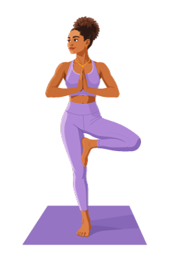 Woman Practicing Tree Pose Yoga, flat style, for healthcare, free illustration