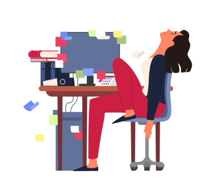 Work Burnout Illustration – Stressed Employee, flat style, for business-corporate, free illustration