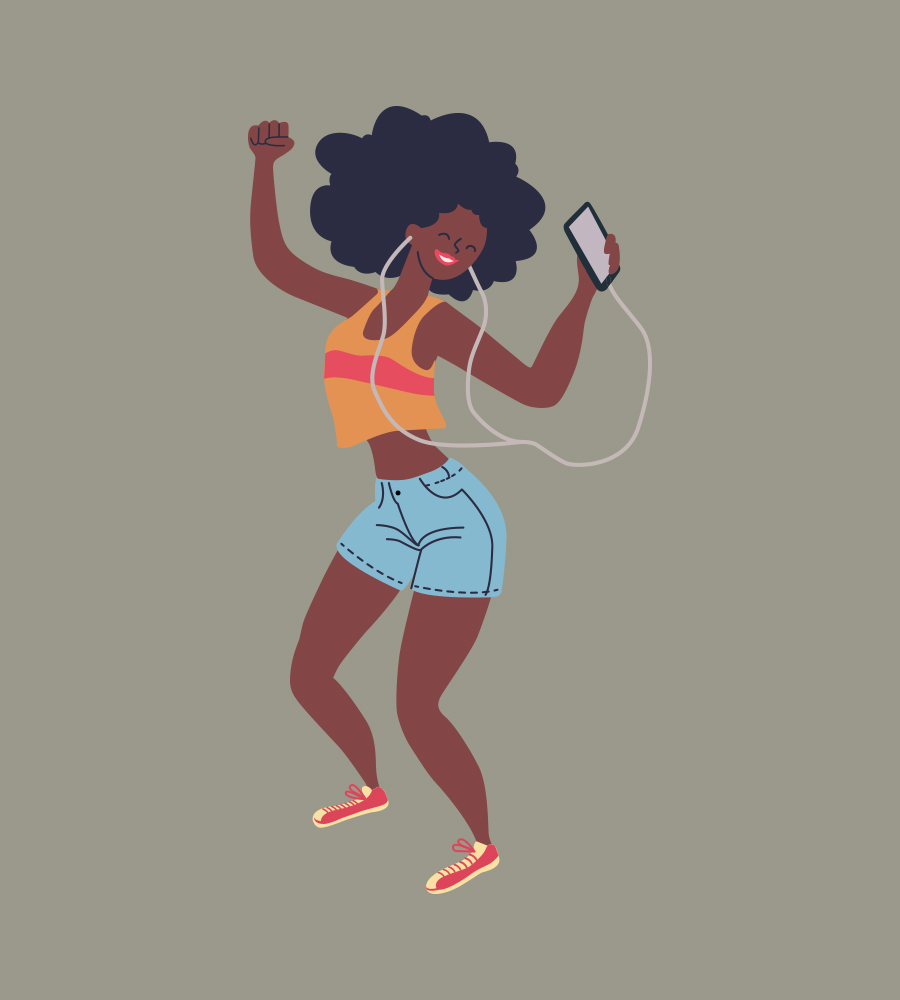 Lady dancing listening music