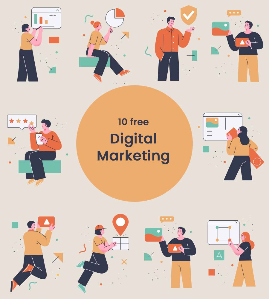 Free Illustration Set Of Digital Marketing